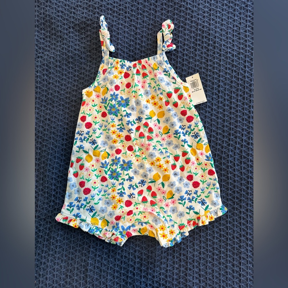 NWT Old Navy Colorful Fruit and Floral Baby Romper